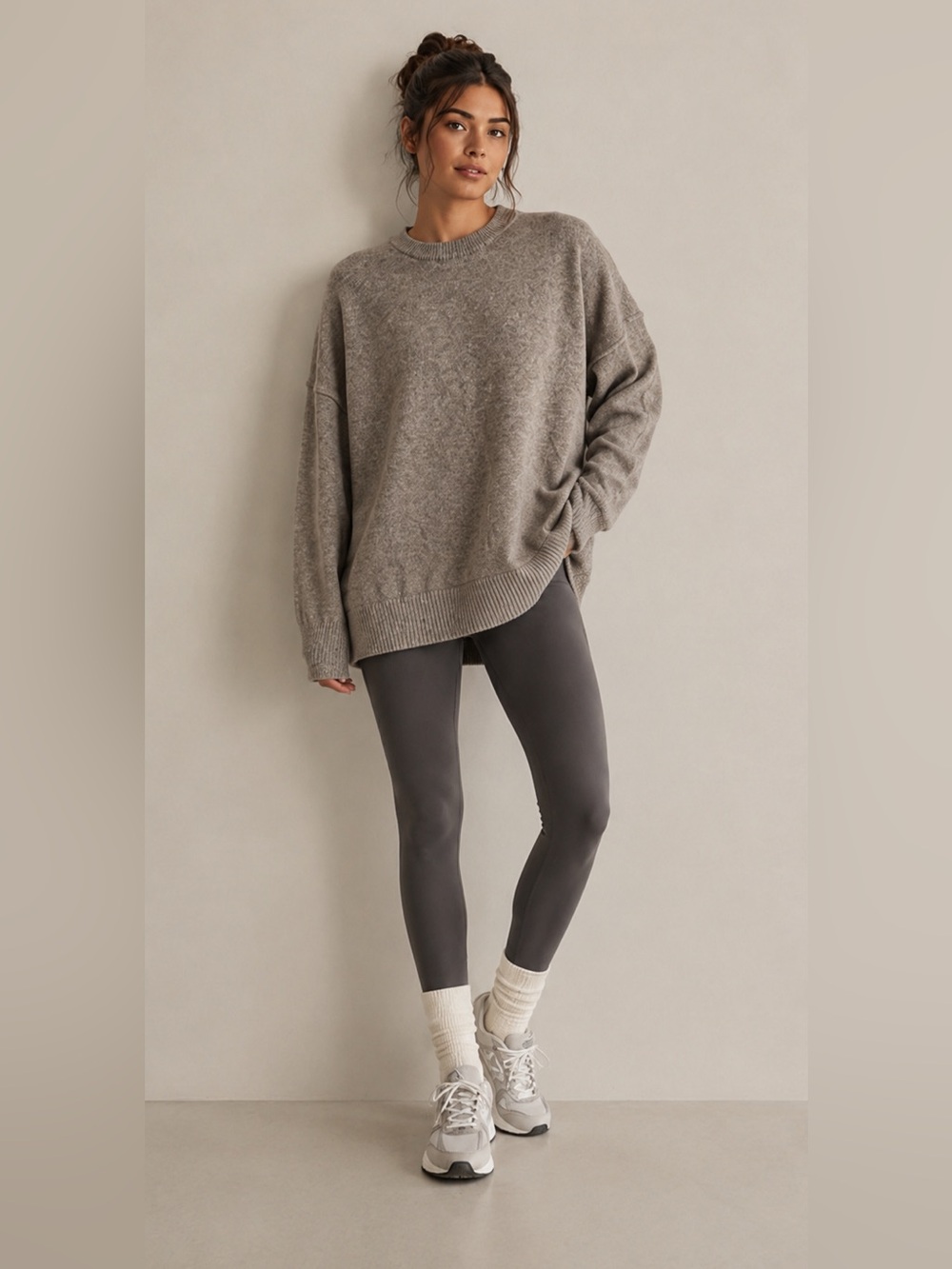 Athleta grey cashmere blend sweater, XS (oversized fit, best for XS–M).